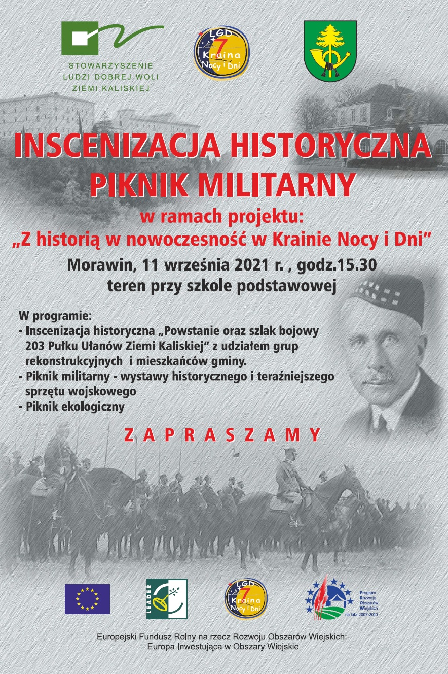 Plakat promujący piknik militarny i inscenizacje historyczna