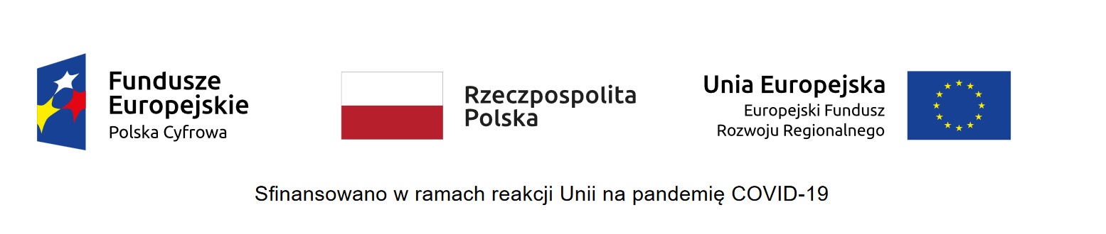 Flaga Polski, Unii Europejskiej, znak Fundusze Unijne Polska Cyfrowa